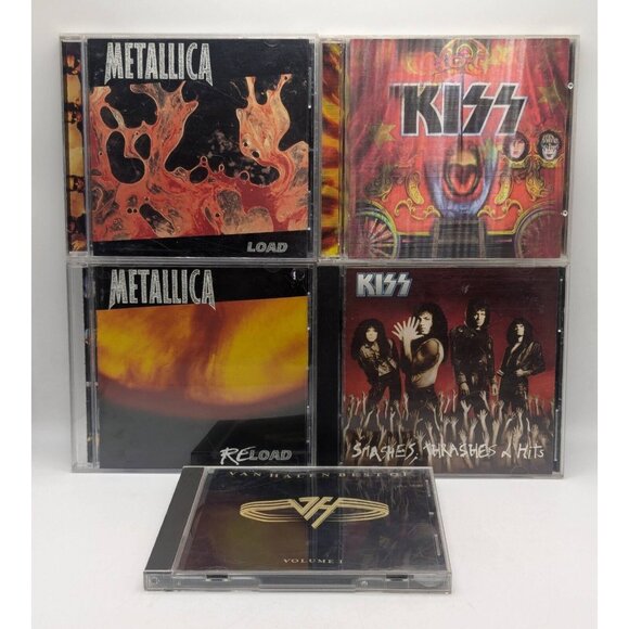 Other - Rock Metal 5 CD Lot Metallica Load Reload Kiss Best Of Van Halen 80s Hits